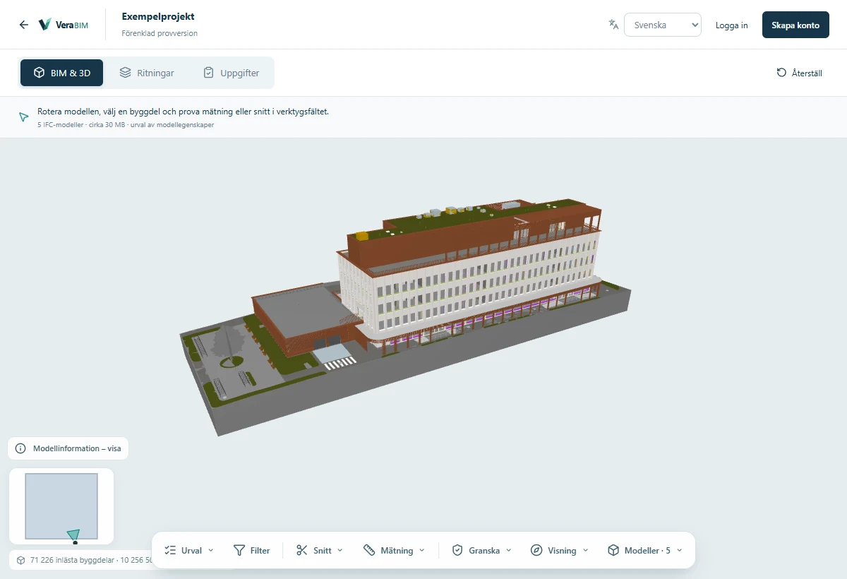 Exempelprojekt i appens 3D-vy